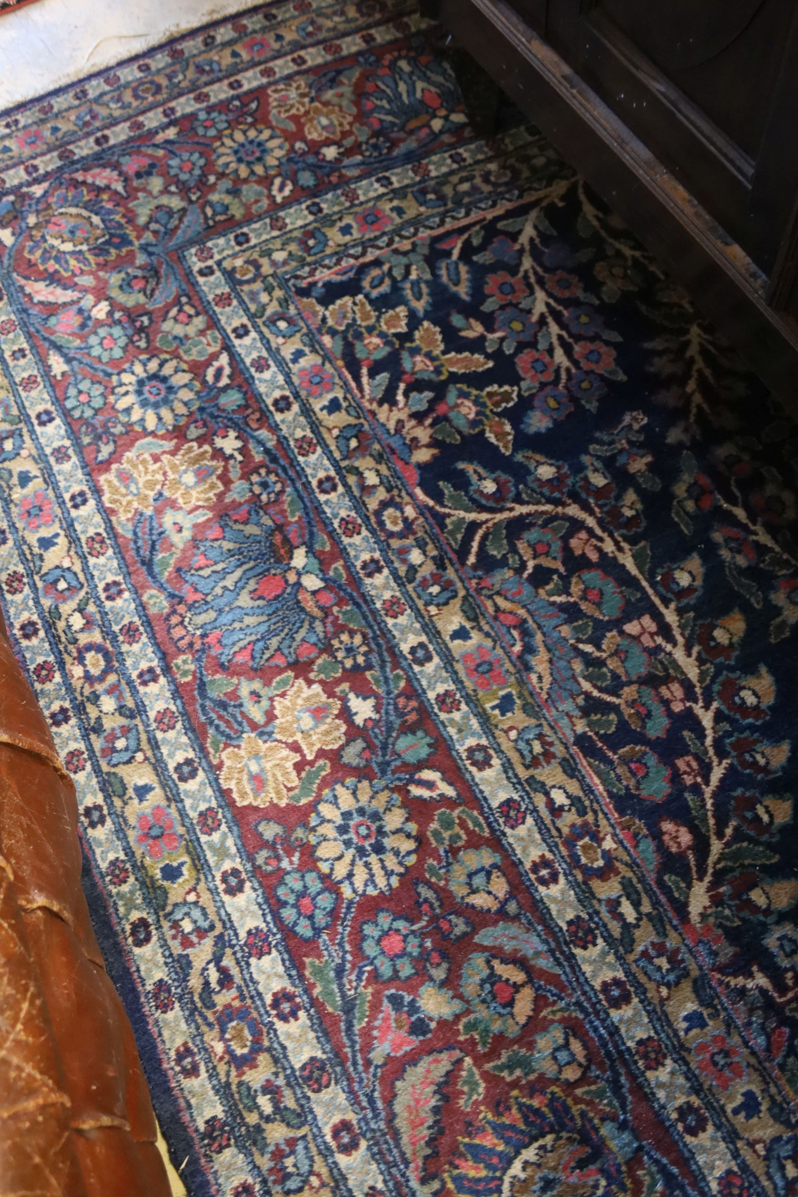 A Tabriz/Meshed blue ground carpet